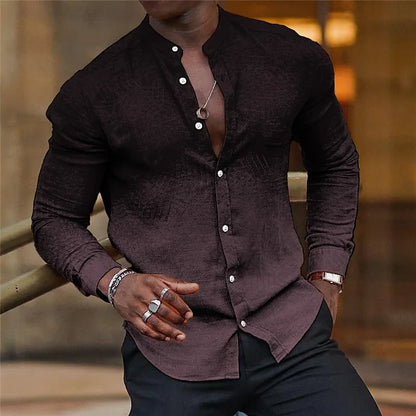 2024 New Gray Shirt  Casual Hawaiian Shirt  Collar Long Sleeve  Sleeve Shirt Fashion Trend Tops Club Party Beach Street Shirt