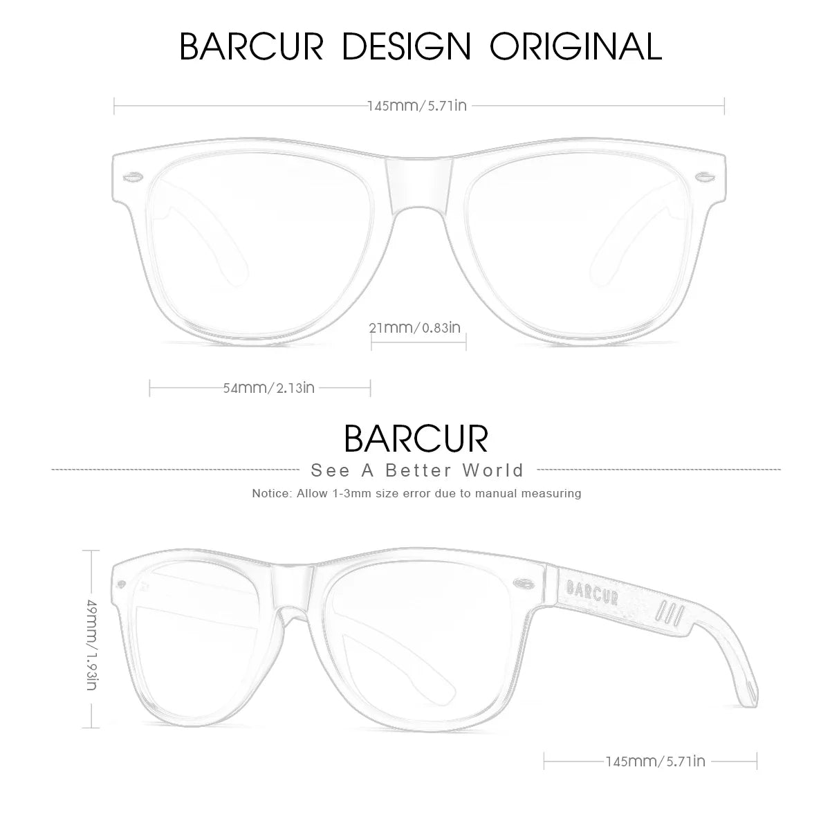 BARCUR Black Walnut Sunglasses for Men Wood Sun Glasses Man Eyeglasses Polarizing Glasses UVA&B Protection Eyewear ECO-Friendly