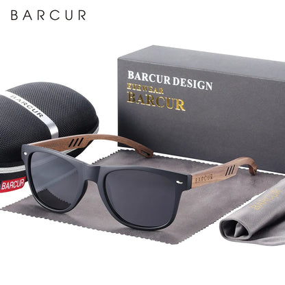 BARCUR Black Walnut Sunglasses for Men Wood Sun Glasses Man Eyeglasses Polarizing Glasses UVA&B Protection Eyewear ECO-Friendly