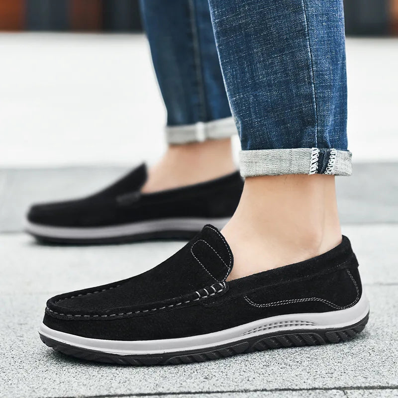 Men's Suede Casual Leather Shoes Fashionable Breathable Comfortable Driving Shoes Men Shoes